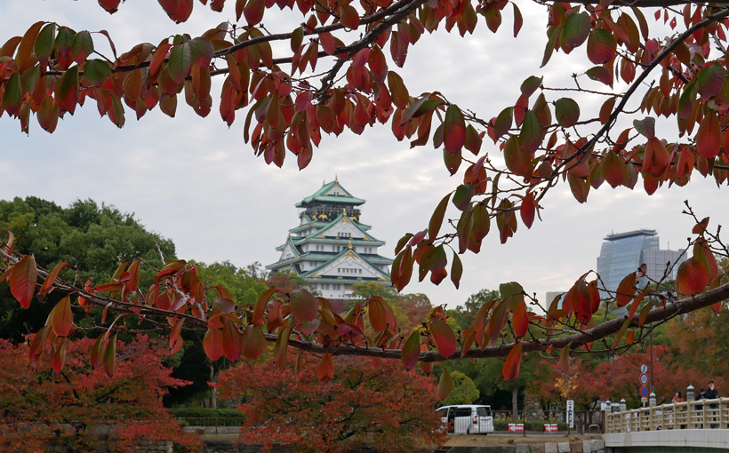 大阪城　「わたしの桜」の紅葉と　「モツレク」と