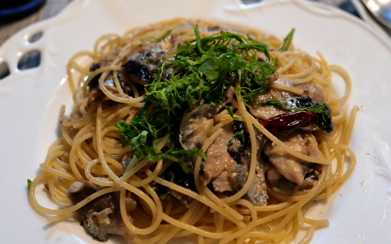 自分でつくる　秋刀魚のパスタ