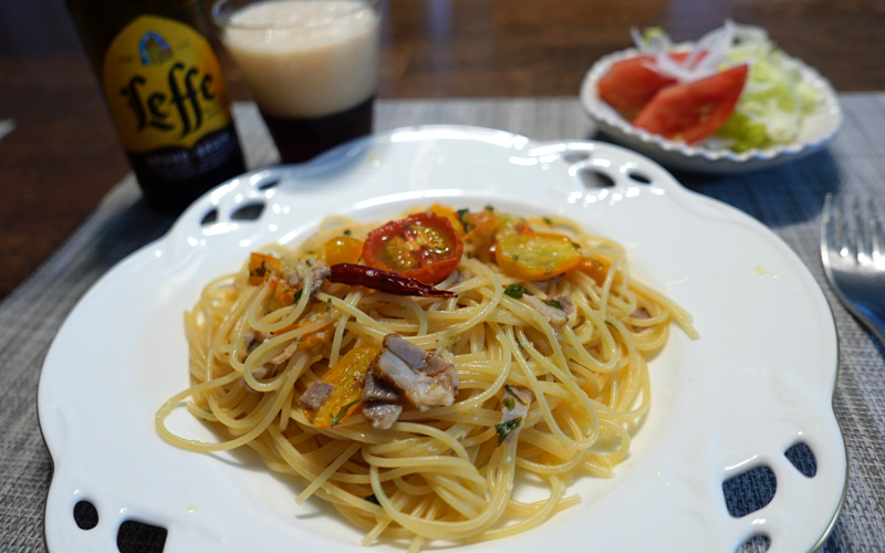 自分でつくる　ドライトマトのペペロンチーノ